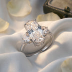 D'Joy - Moissanite Trilogy Ring in Rhodium Overlay Sterling Silver  7.00 Ct._8561267_2