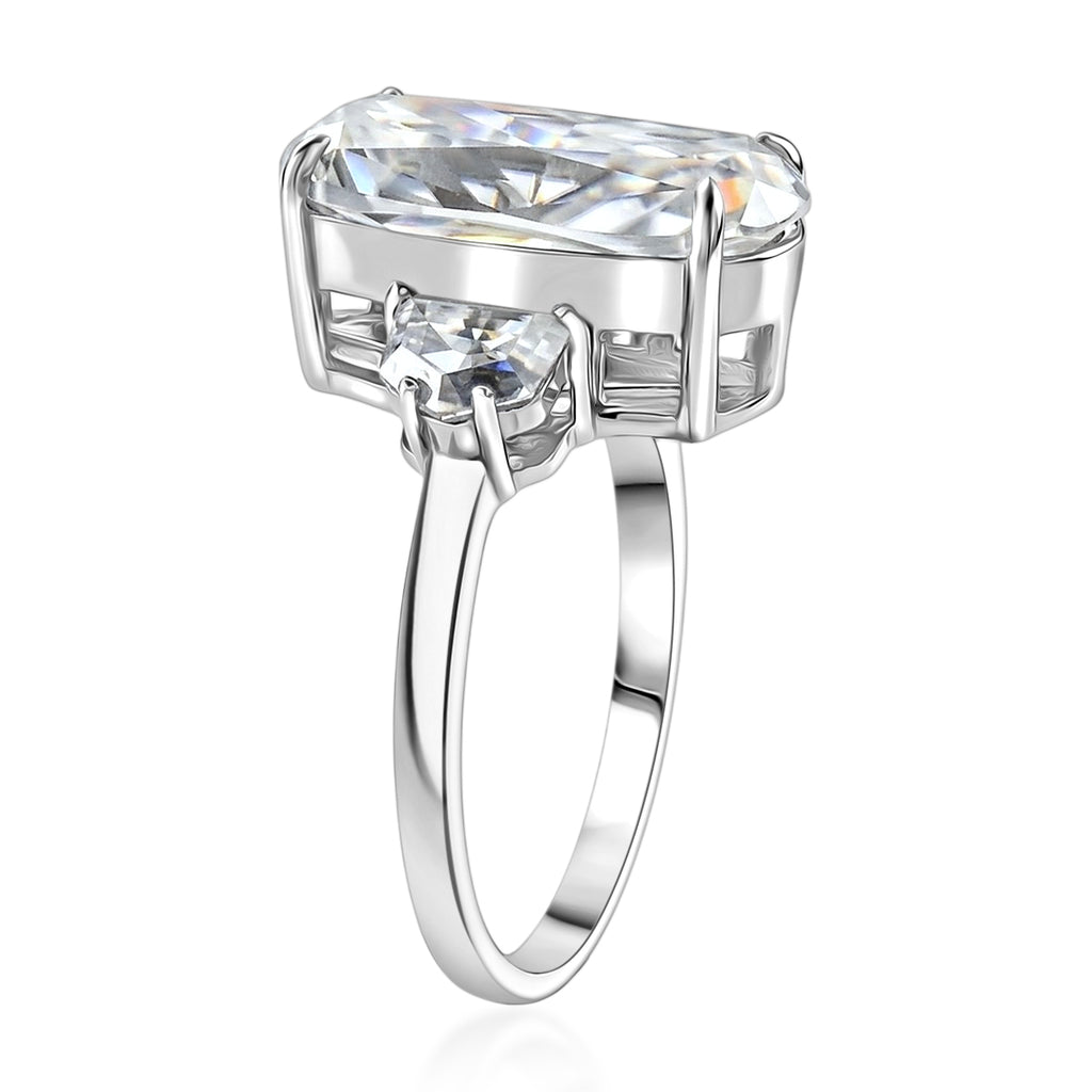 D'Joy - Moissanite Trilogy Ring in Rhodium Overlay Sterling Silver  7.00 Ct._8561267_3