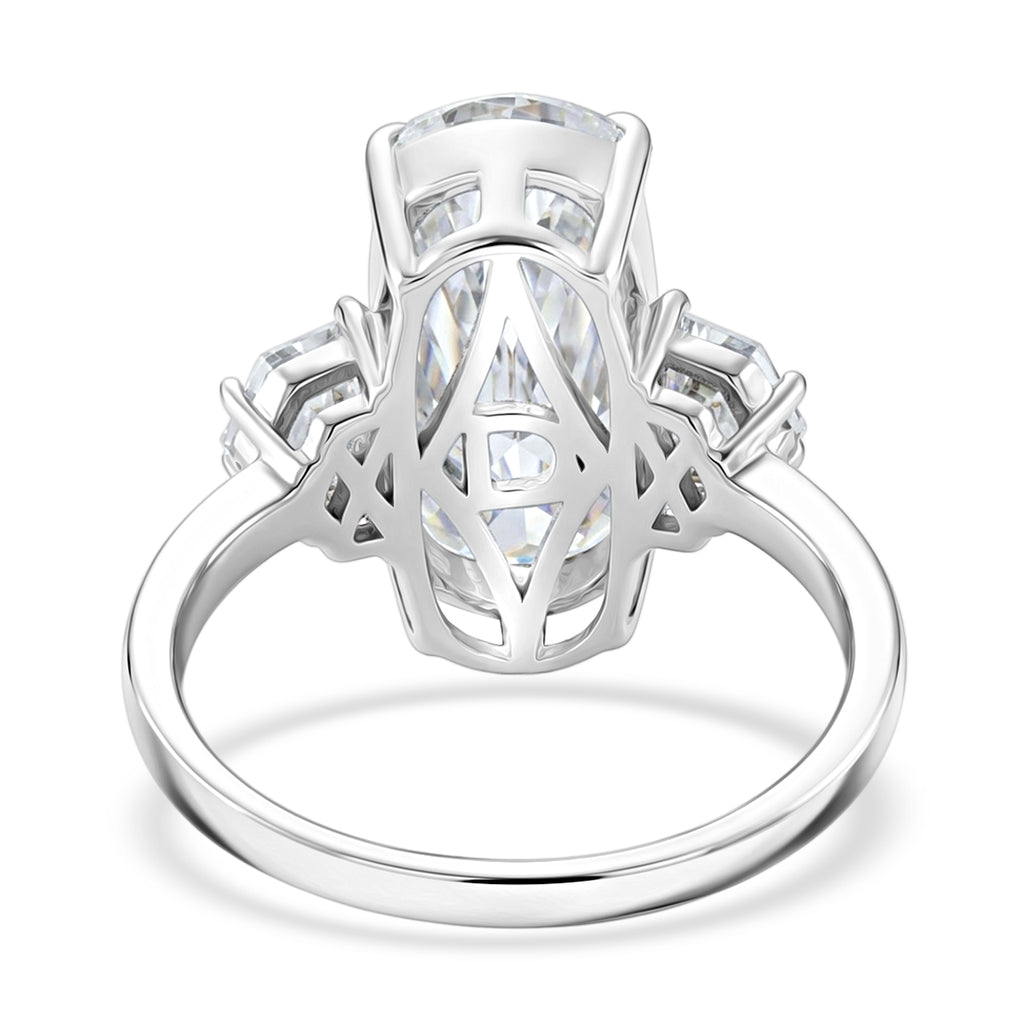 D'Joy - Moissanite Trilogy Ring in Rhodium Overlay Sterling Silver  7.00 Ct._8561267_4