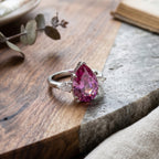 D'Joy - Rare Pink Moissanite & White Moissanite Trilogy Ring in Rhodium Overlay Sterling Silver 5.77 Ct._8561289_2