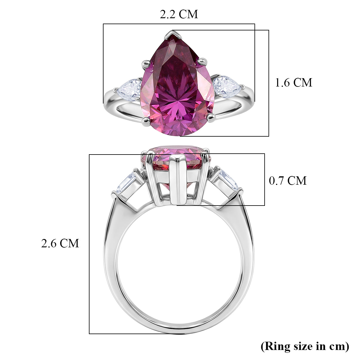 D'Joy - Rare Pink Moissanite &amp; White Moissanite Trilogy Ring in Rhodium Overlay Sterling Silver 5.77 Ct. V32611156 6