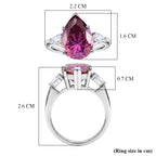 D'Joy - Rare Pink Moissanite & White Moissanite Trilogy Ring in Rhodium Overlay Sterling Silver 5.77 Ct._8561289_5