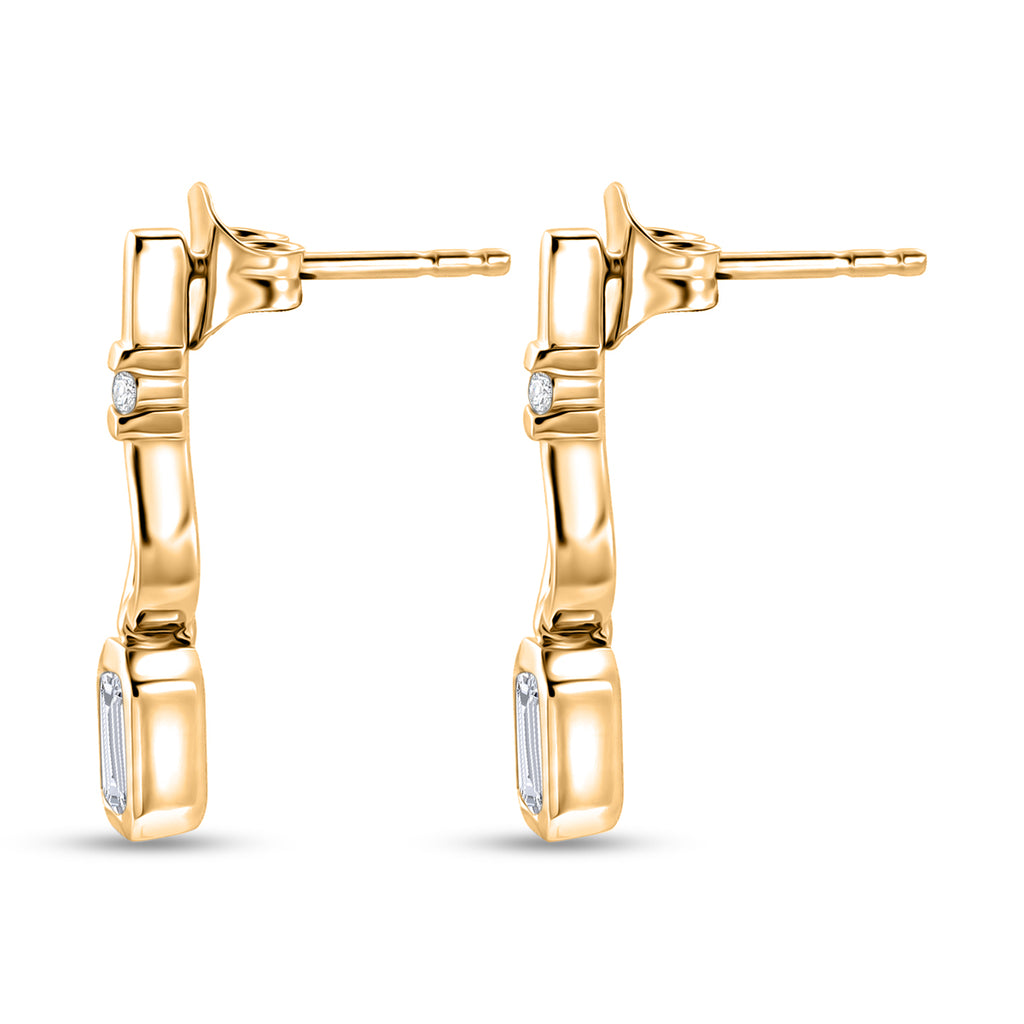 D'Joy - Moissanite Dangling Earring with Push Post in Yellow Gold Plated Sterling Silver_8561835_3