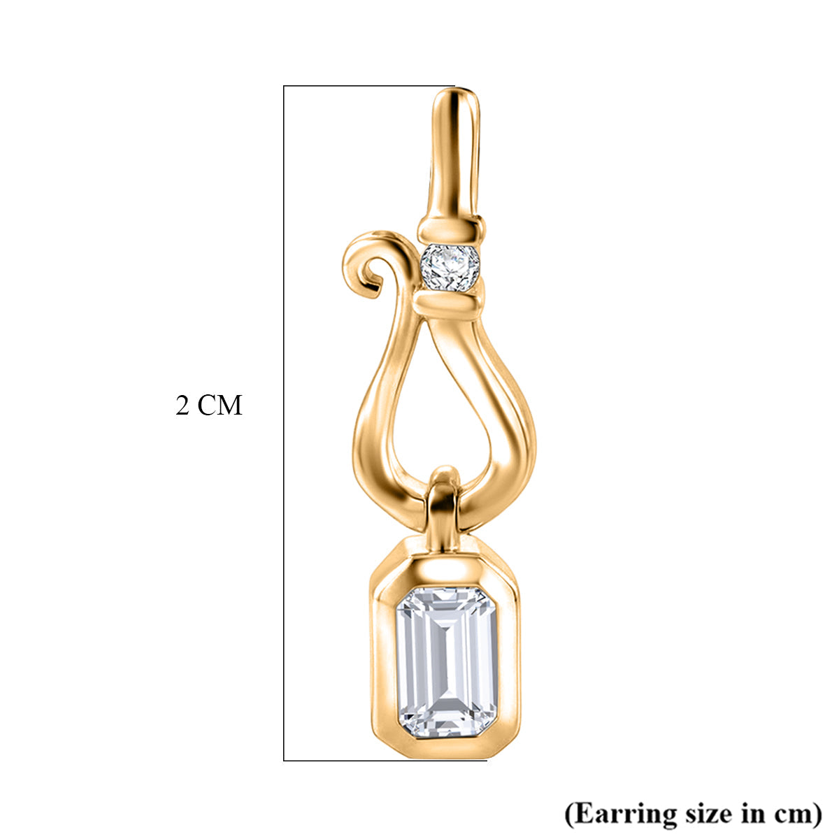 D'Joy - Moissanite Dangling Earring with Push Post in Yellow Gold Plated Sterling Silver V32352480 6