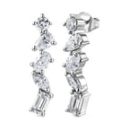 D'Joy - Moissanite Dangling Earring with Push Back in Rhodium Overlay Sterling Silver 1.82 Ct._8561837