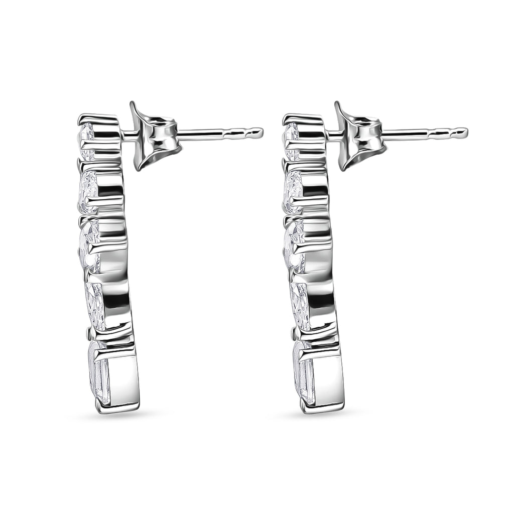 D'Joy - Moissanite Dangling Earring with Push Back in Rhodium Overlay Sterling Silver 1.82 Ct._8561837_3