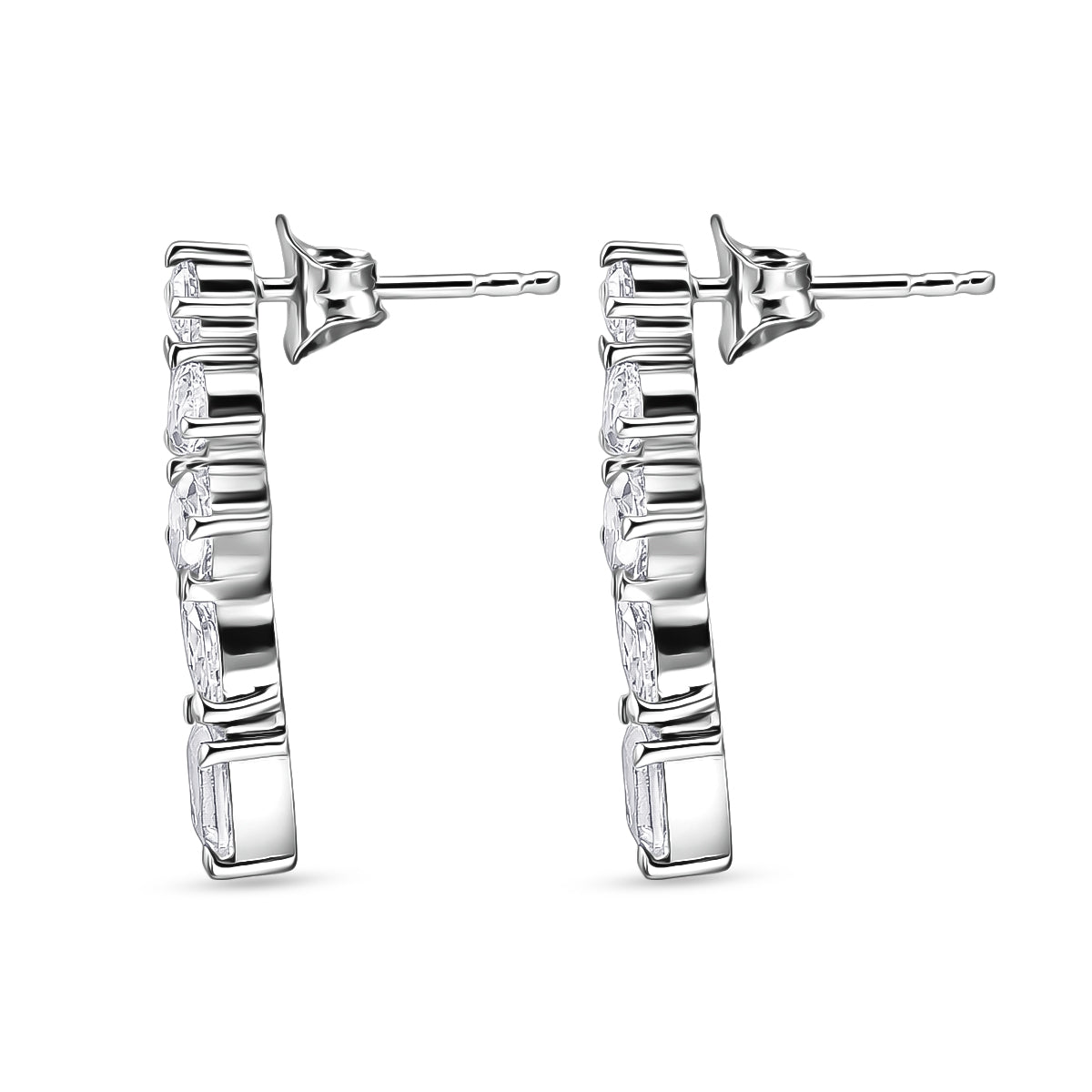 D'Joy - Moissanite Dangling Earring with Push Back in Rhodium Overlay Sterling Silver 1.82 Ct. V32513907 4