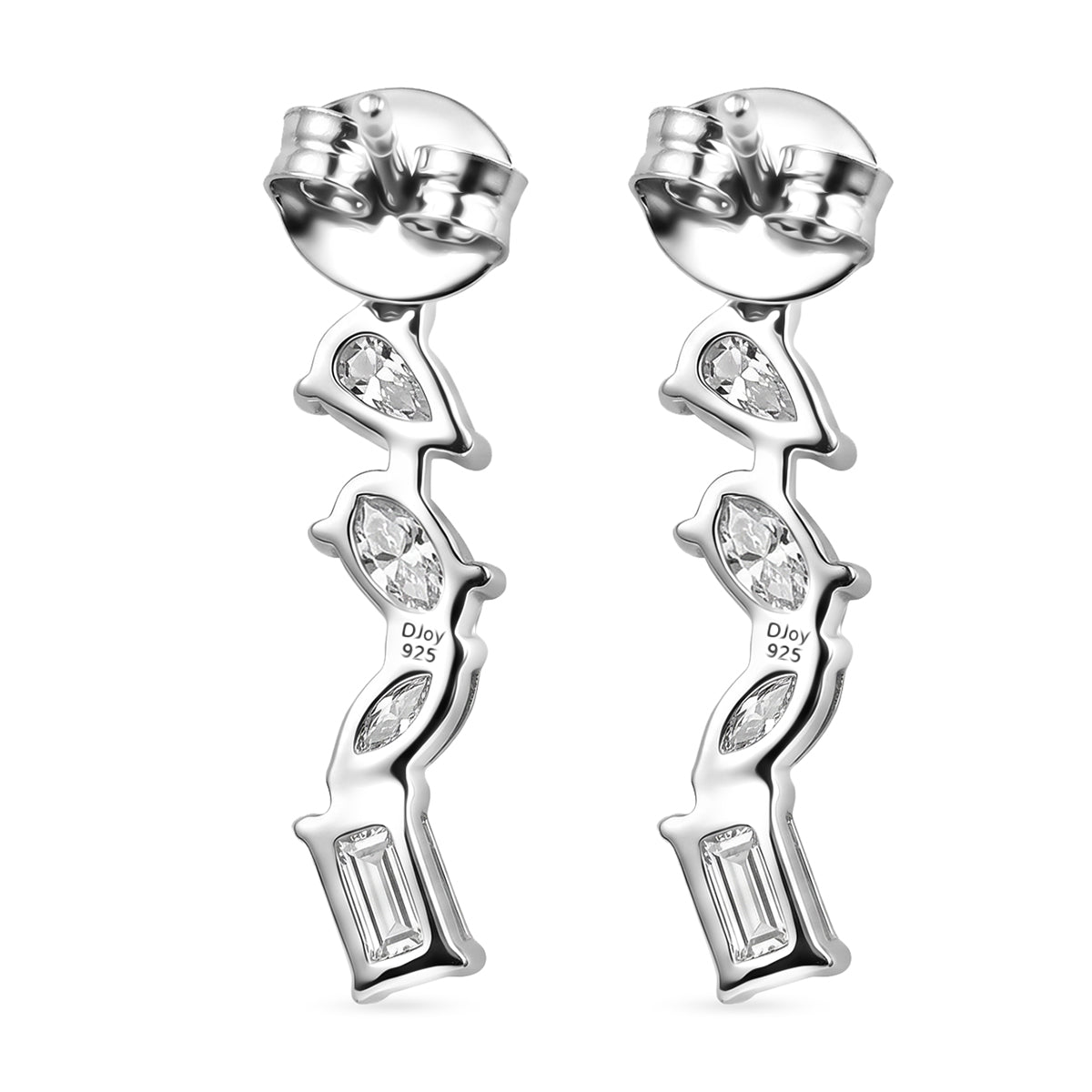 D'Joy - Moissanite Dangling Earring with Push Back in Rhodium Overlay Sterling Silver 1.82 Ct. V32513907 5