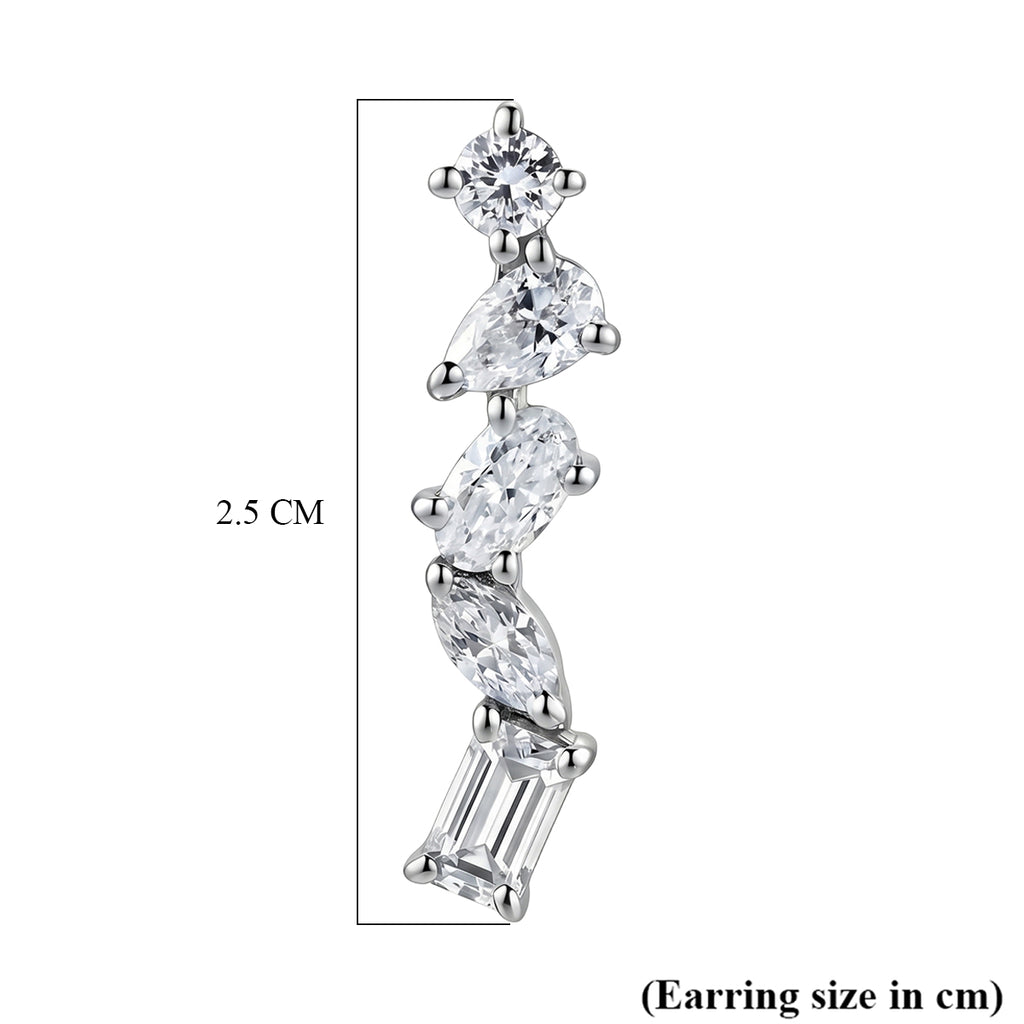 D'Joy - Moissanite Dangling Earring with Push Back in Rhodium Overlay Sterling Silver 1.82 Ct._8561837_5