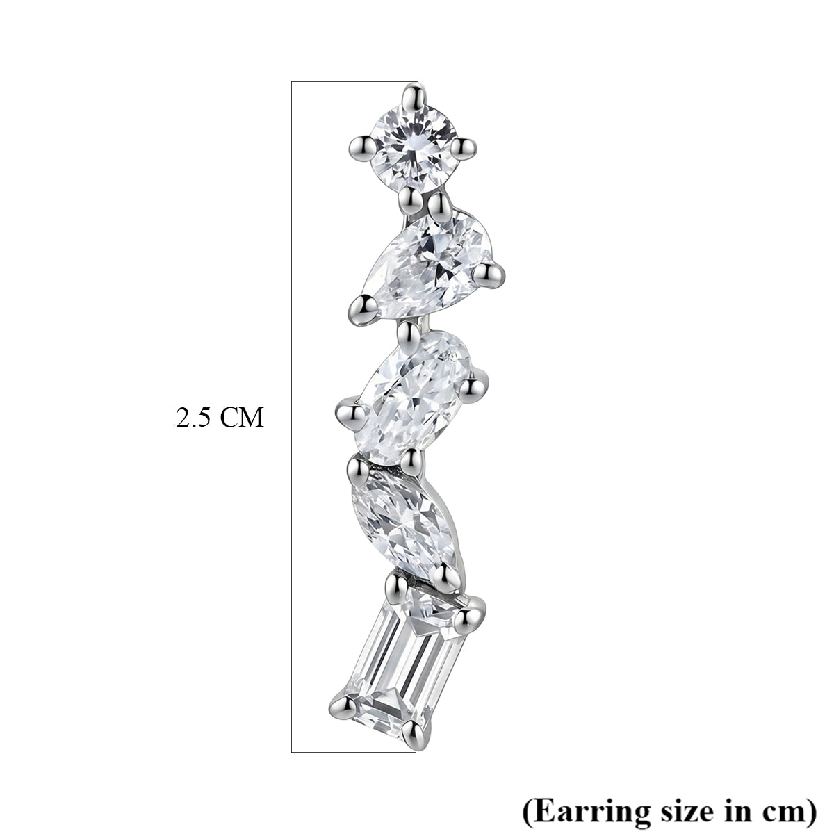 D'Joy - Moissanite Dangling Earring with Push Back in Rhodium Overlay Sterling Silver 1.82 Ct. V32513907 6