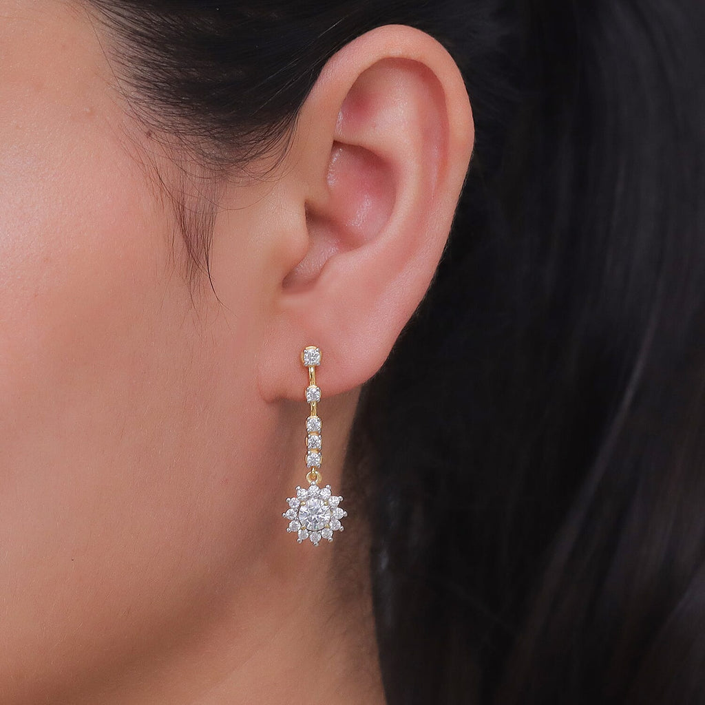 D'Joy - Moissanite Dangling Earring in Yellow Gold Plated Sterling Silver 2.05 Ct._8561838_1