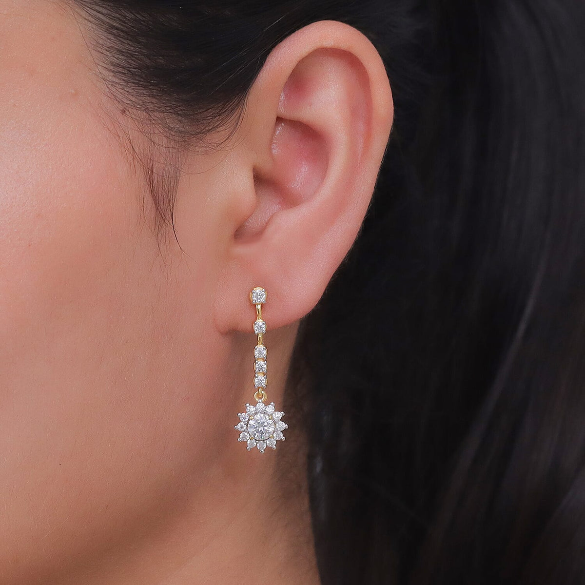 D'Joy - Moissanite Dangling Earring in Yellow Gold Plated Sterling Silver 2.05 Ct. 8561838 2