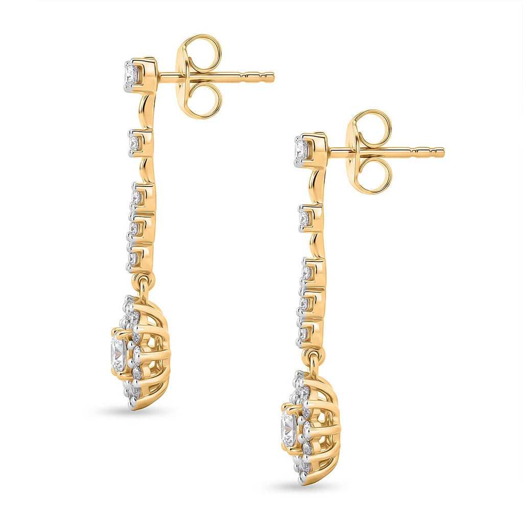 D'Joy - Moissanite Dangling Earring in Yellow Gold Plated Sterling Silver 2.05 Ct._8561838_3