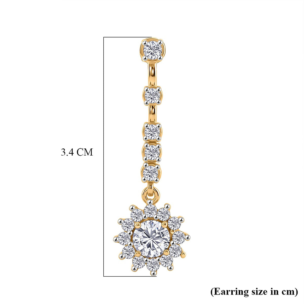 D'Joy - Moissanite Dangling Earring in Yellow Gold Plated Sterling Silver 2.05 Ct._8561838_5