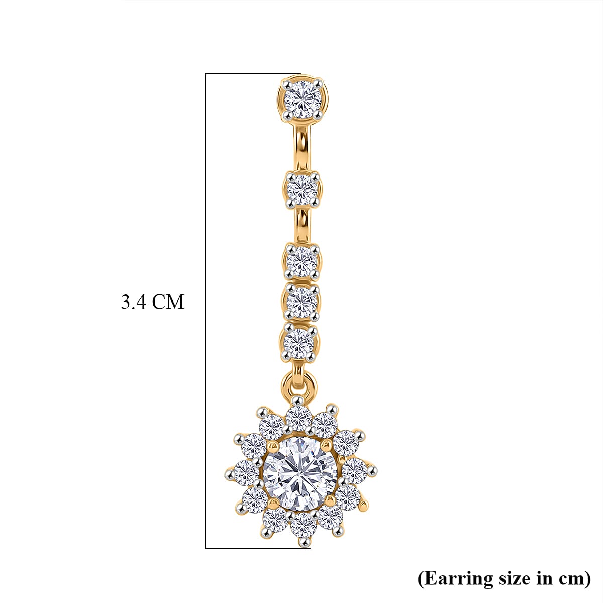D'Joy - Moissanite Dangling Earring in Yellow Gold Plated Sterling Silver 2.05 Ct. 8561838 6