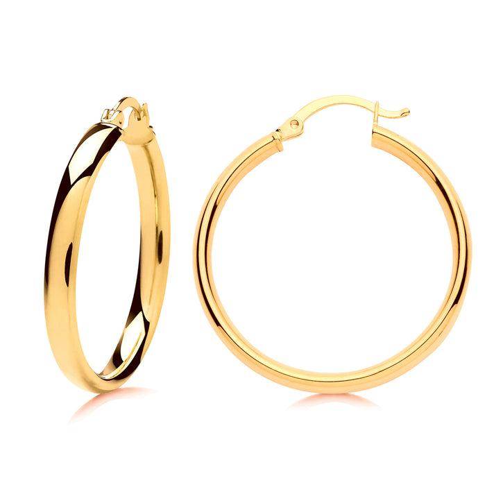 9K Yellow Gold Oval Hoop Earrings 8562045 1
