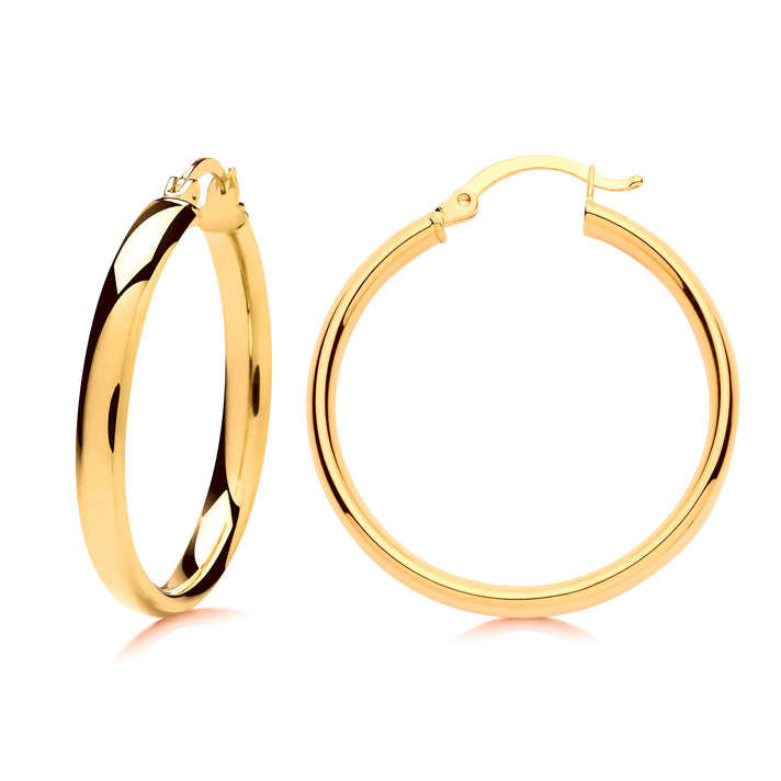 9K Yellow Gold Oval Hoop Earrings 8562047 1
