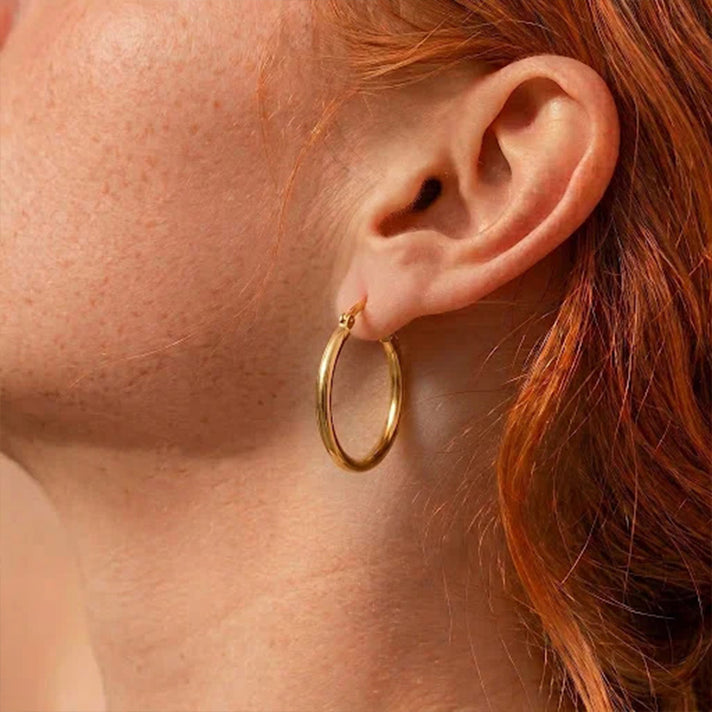 9K Yellow Gold Oval Hoop Earrings 8562047 2