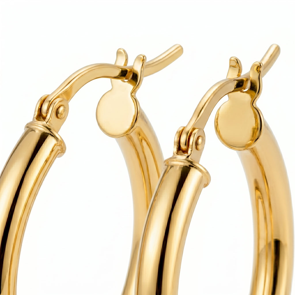 9K Yellow Gold Oval Earring with Clasp_8562047_3