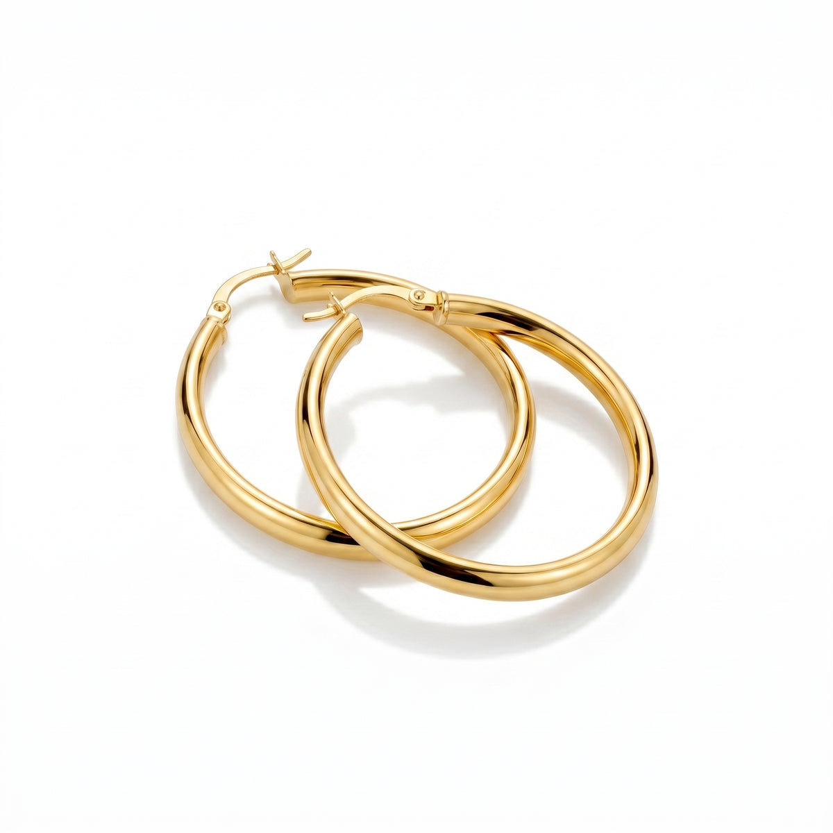 9K Yellow Gold Oval Hoop Earrings 8562047 3