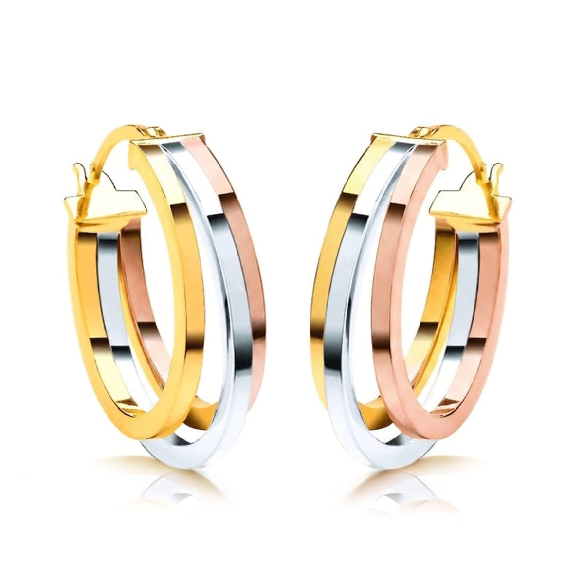 9K Yellow, Rose &amp; White Gold - Multi Strand Hoop Earring 8562049 0
