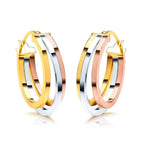 9K Yellow, Rose & White Gold - Multi Strand Hoop Earring 2.02 gram_8562049