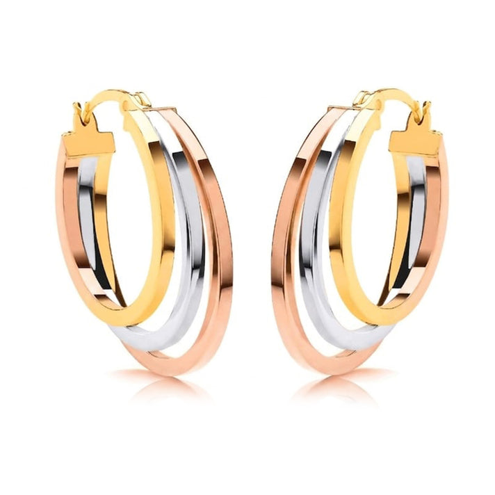 9K Yellow, Rose &amp; White Gold - Multi Strand Hoop Earring, 2 Gms 8562050 1