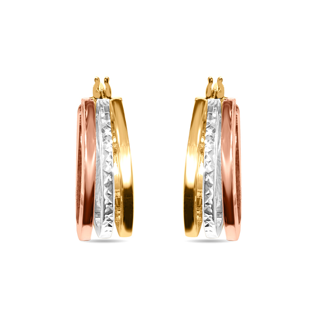 9K Yellow, Rose & White Gold - Multi Strand Hoop Earring, Gold Wt. 1.96 Gms_8562051