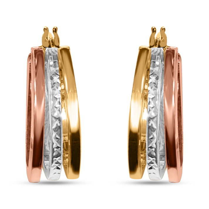 9K Yellow, Rose &amp; White Gold - Multi Strand Hoop Earring, 2 Gms 8562051 1
