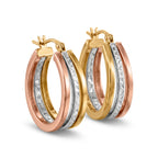 9K Yellow, Rose & White Gold - Multi Strand Hoop Earring, Gold Wt. 1.96 Gms_8562051_5