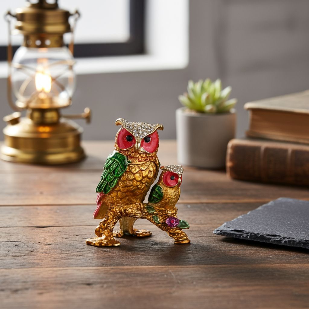 LIVMORE Two Owl-Shaped Trinket Storage Box (Size 7x7x8 cm) - Multi Colour V32605063 2