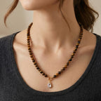 Tigers Eye & White Cubic Zirconia Necklace (Size - 20) with Clasp 255.00 Ct._8562293_1