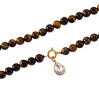 Tigers Eye & White Cubic Zirconia Necklace (Size - 20) with Clasp 255.00 Ct._8562293_3