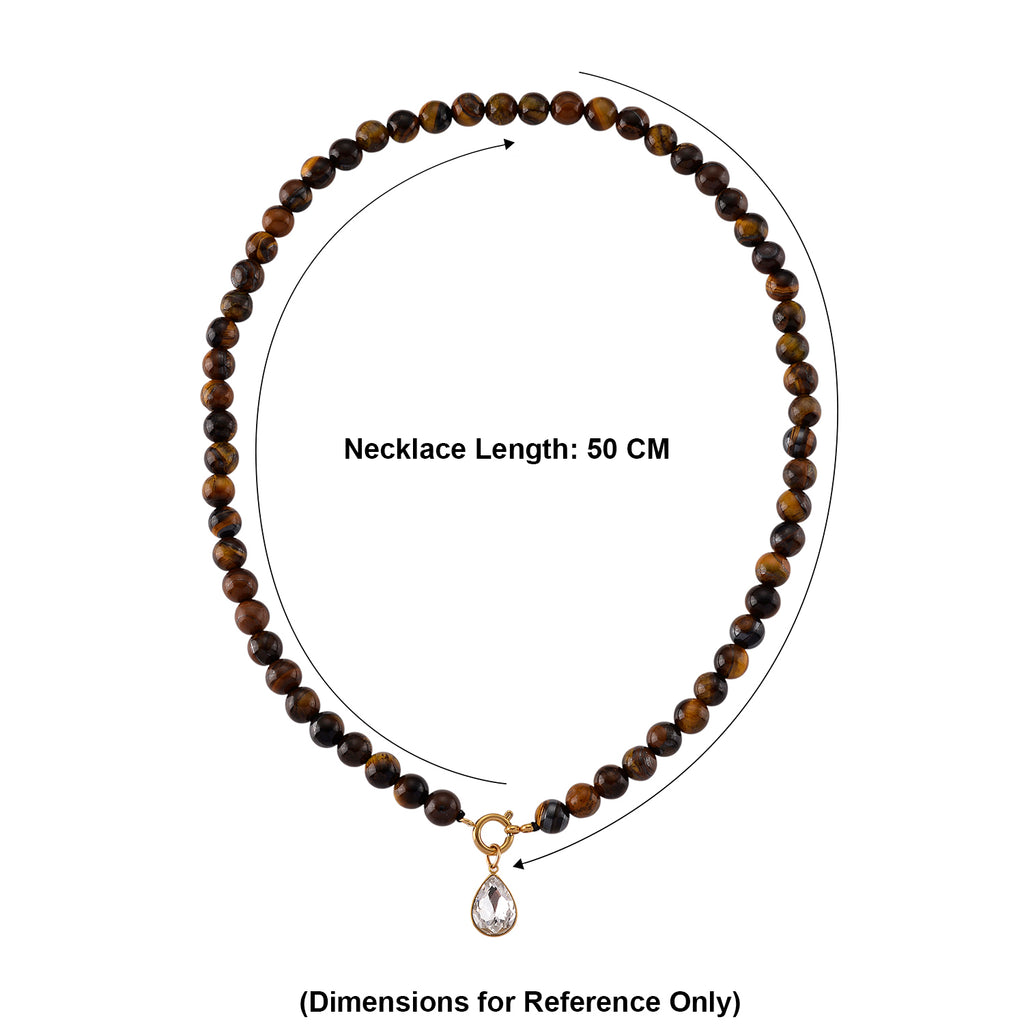 Tigers Eye & White Cubic Zirconia Necklace (Size - 20) with Clasp 255.00 Ct._8562293_5