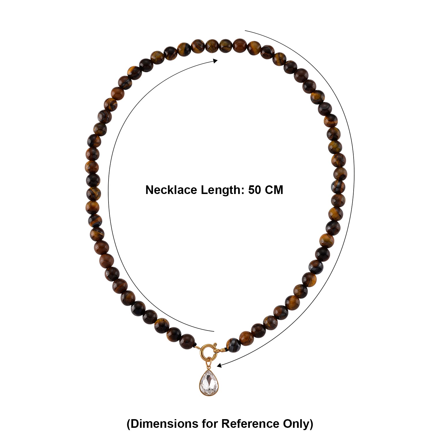 Tigers Eye &amp; White Cubic Zirconia Necklace (Size - 20) with Clasp 255.00 Ct. V32514931 6