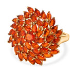 D'Joy - Natural Crimson Fire Opal Floral Ring in 18K Vermeil Yellow Gold Plated Sterling Silver 2.67 Ct._8562302