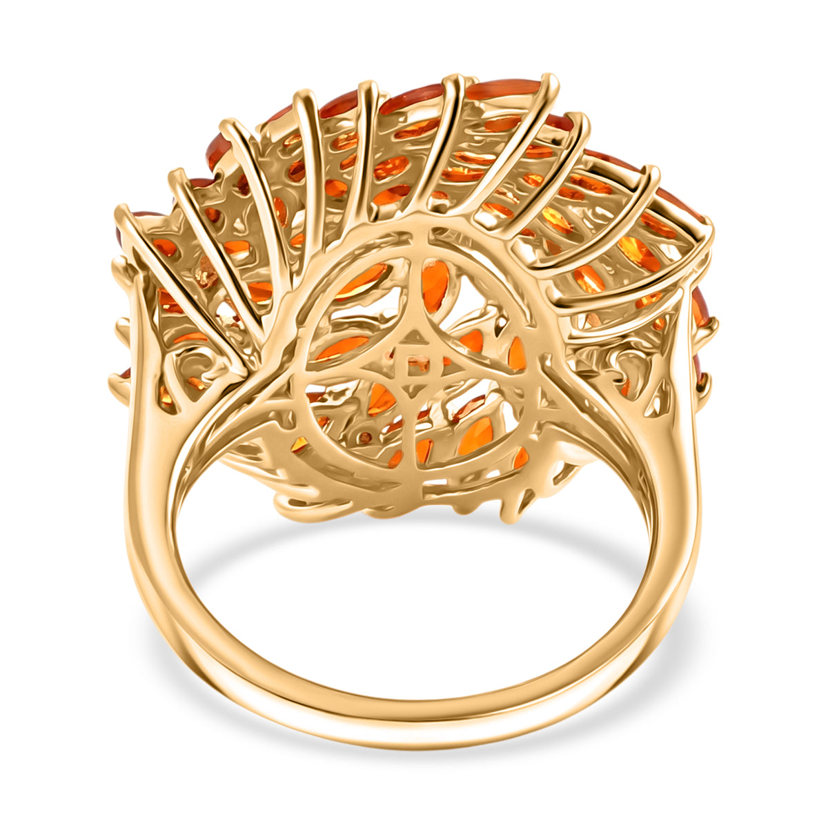 D'Joy - Natural Crimson Fire Opal Floral Ring in 18K Vermeil Yellow Gold Plated Sterling Silver 2.67 Ct. V32523902 5
