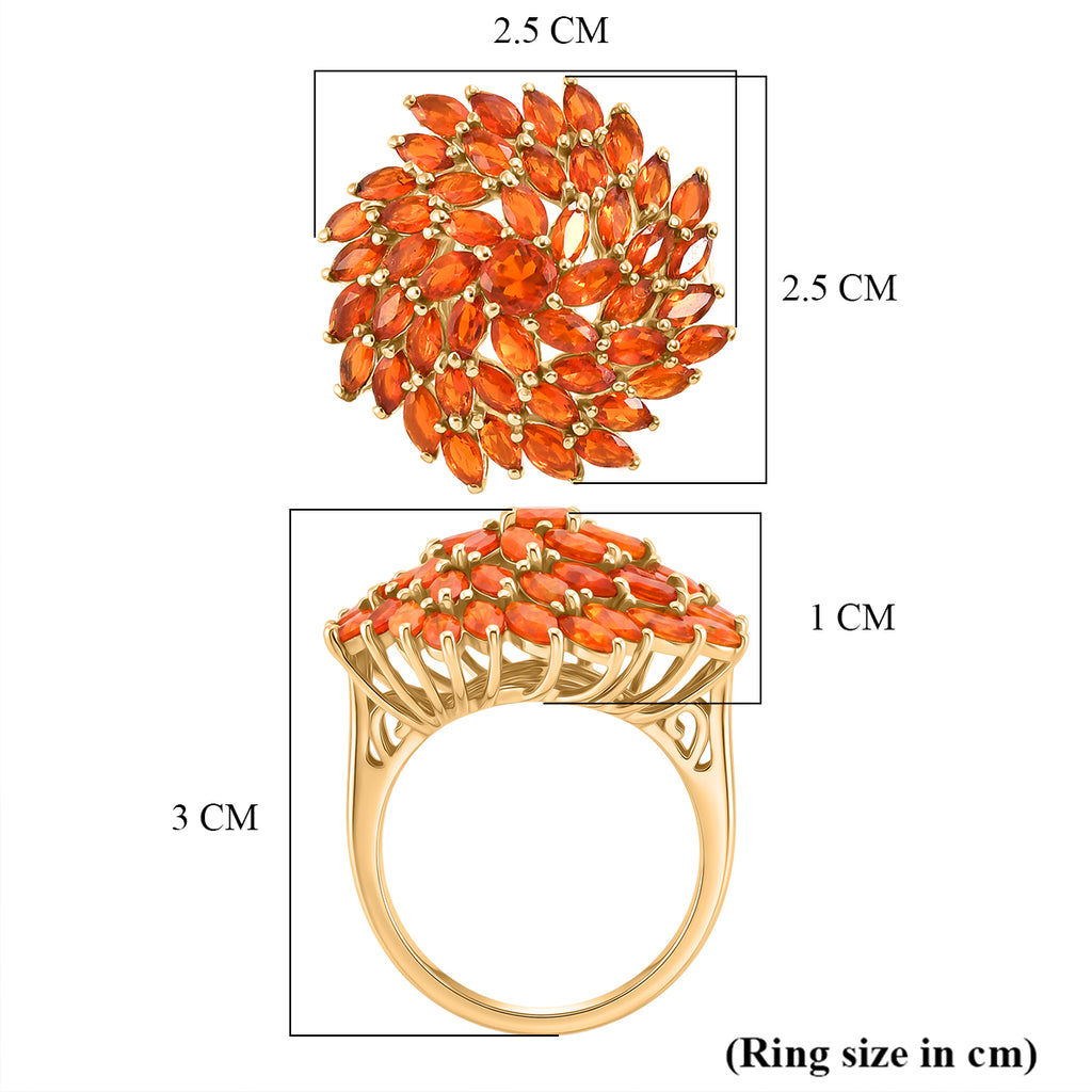 D'Joy - Natural Crimson Fire Opal Floral Ring in 18K Vermeil Yellow Gold Plated Sterling Silver 2.67 Ct._8562302_5