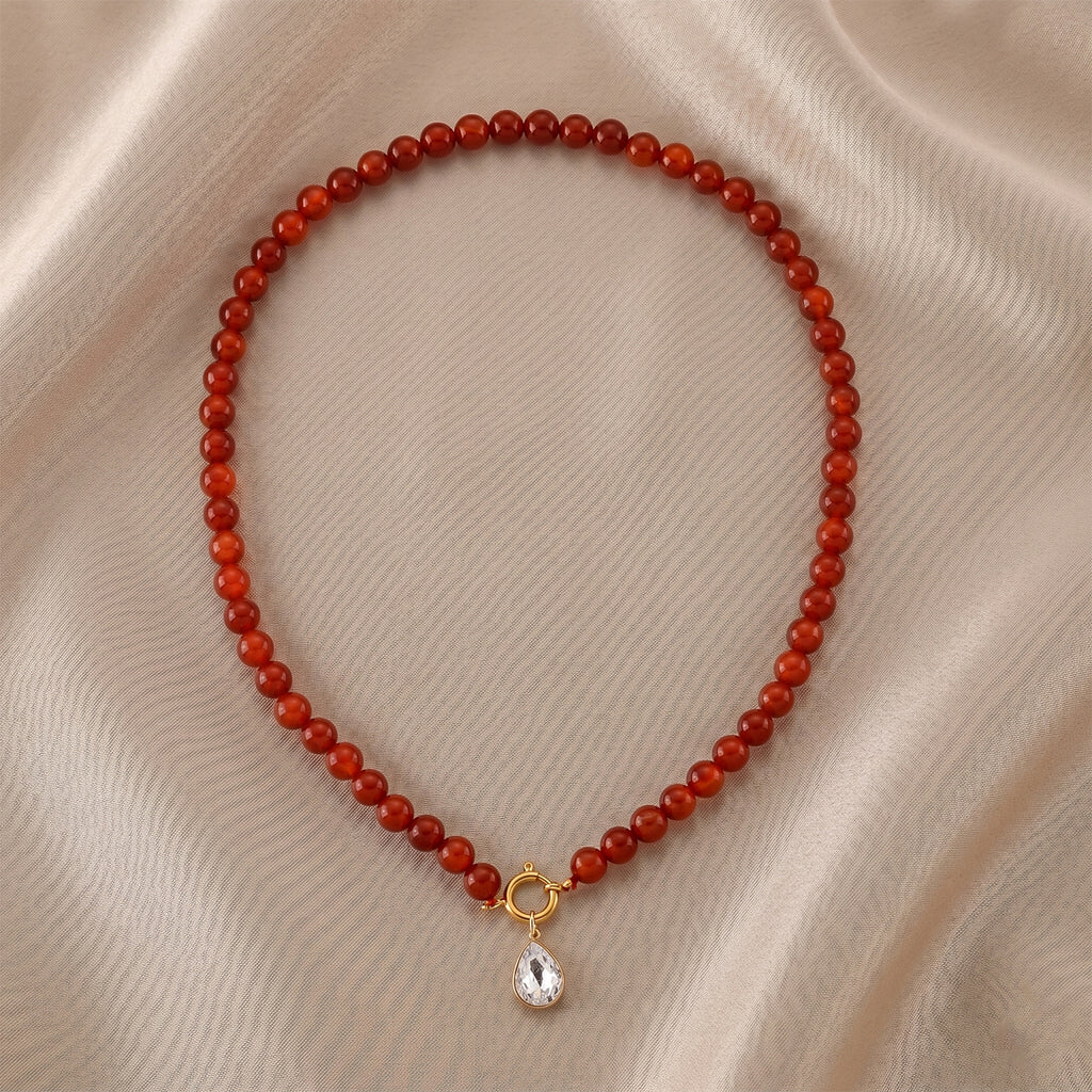 Ruby Agate & White Cubic Zirconia Necklace (Size - 20) with Clasp 255.00 Ct._8562312_2