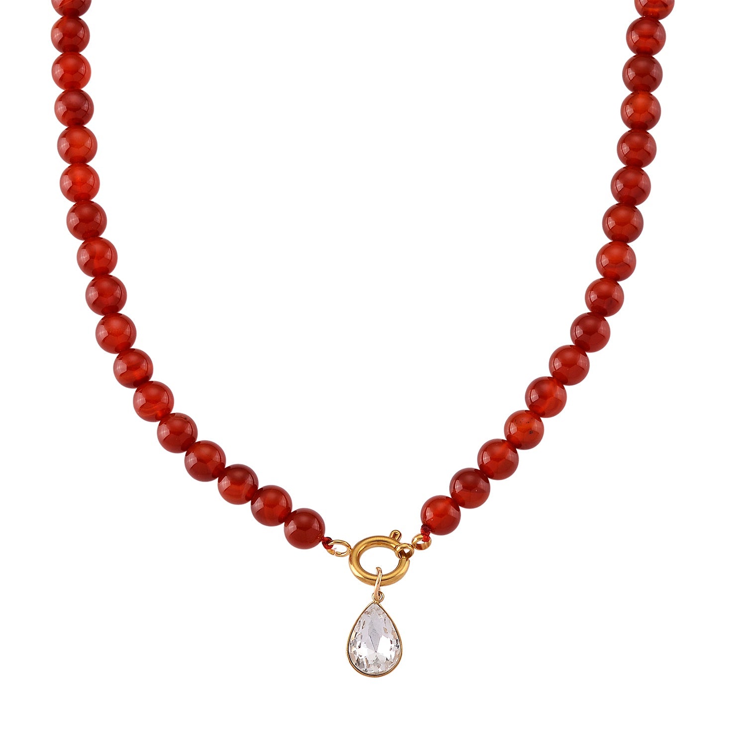 Ruby Agate &amp; White Cubic Zirconia Necklace (Size - 20) with Clasp 255.00 Ct. V32350182 0