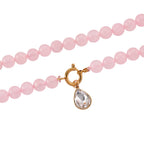 Rose Quartz & White Cubic Zirconia Necklace (Size - 20) with Clasp 255.00 Ct._8562313_3