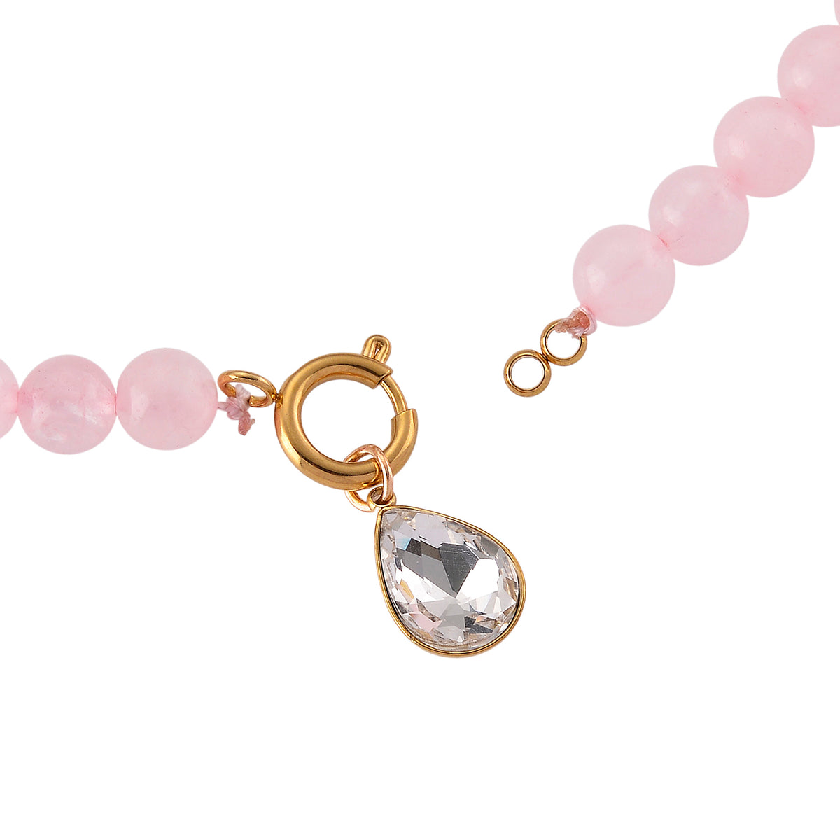 Rose Quartz &amp; White Cubic Zirconia Necklace (Size - 20) with Clasp 255.00 Ct. 8562313 5