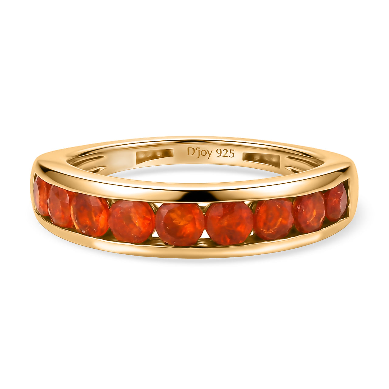 D'Joy - Natural Crimson Fire Opal Half Eternity Band Ring in Yellow Gold Plated Sterling Silver 1.00 Ct. 8562328 0