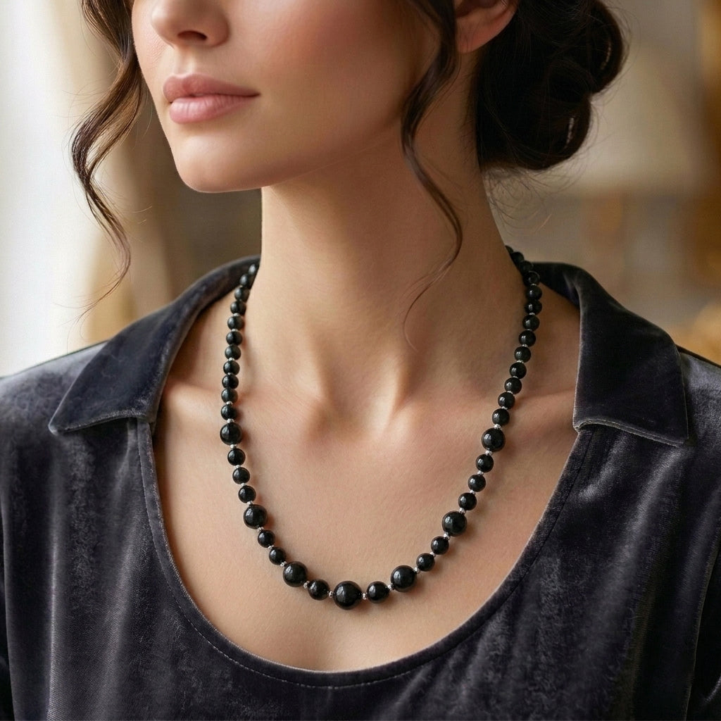 Natural Shungite Beads Necklace (Size - 20) with Magnetic Lock 200.00 Ct. 8562330 2