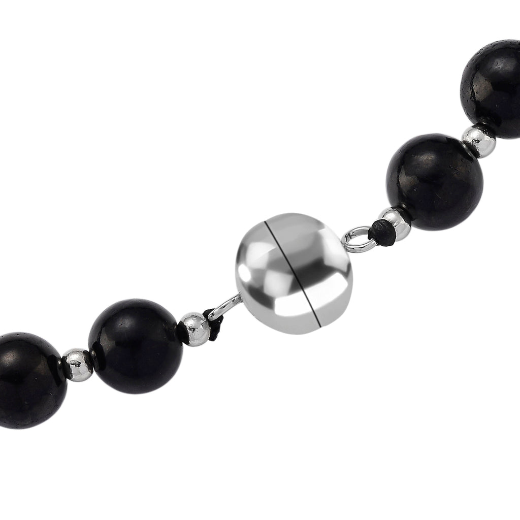 Natural Shungite Beads Necklace (Size - 20) with Magnetic Lock 200.00 Ct._8562330_4