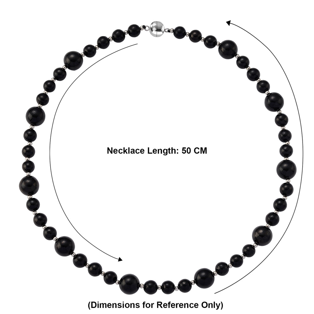 Natural Shungite Beads Necklace (Size - 20) with Magnetic Lock 200.00 Ct._8562330_5