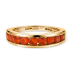D'Joy - Natural Crimson Fire Opal Half Eternity Band Ring in Yellow Gold Plated Sterling Silver 1.00 Ct._8562349