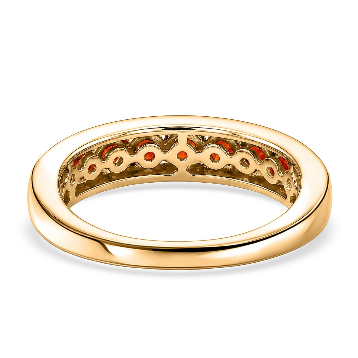D'Joy - Natural Crimson Fire Opal Half Eternity Band Ring in Yellow Gold Plated Sterling Silver 1.00 Ct. V32519286 5