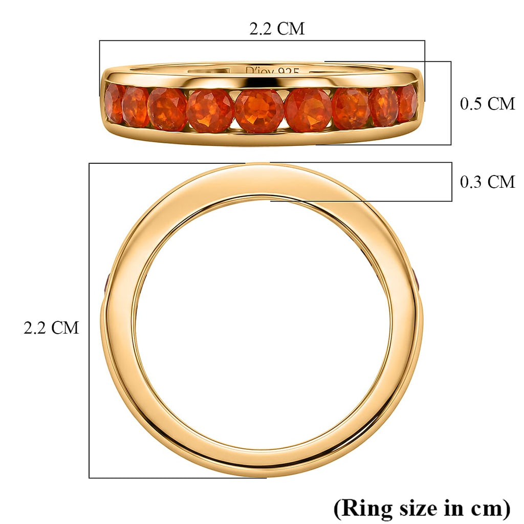 D'Joy - Natural Crimson Fire Opal Half Eternity Band Ring in Yellow Gold Plated Sterling Silver 1.00 Ct._8562352_5