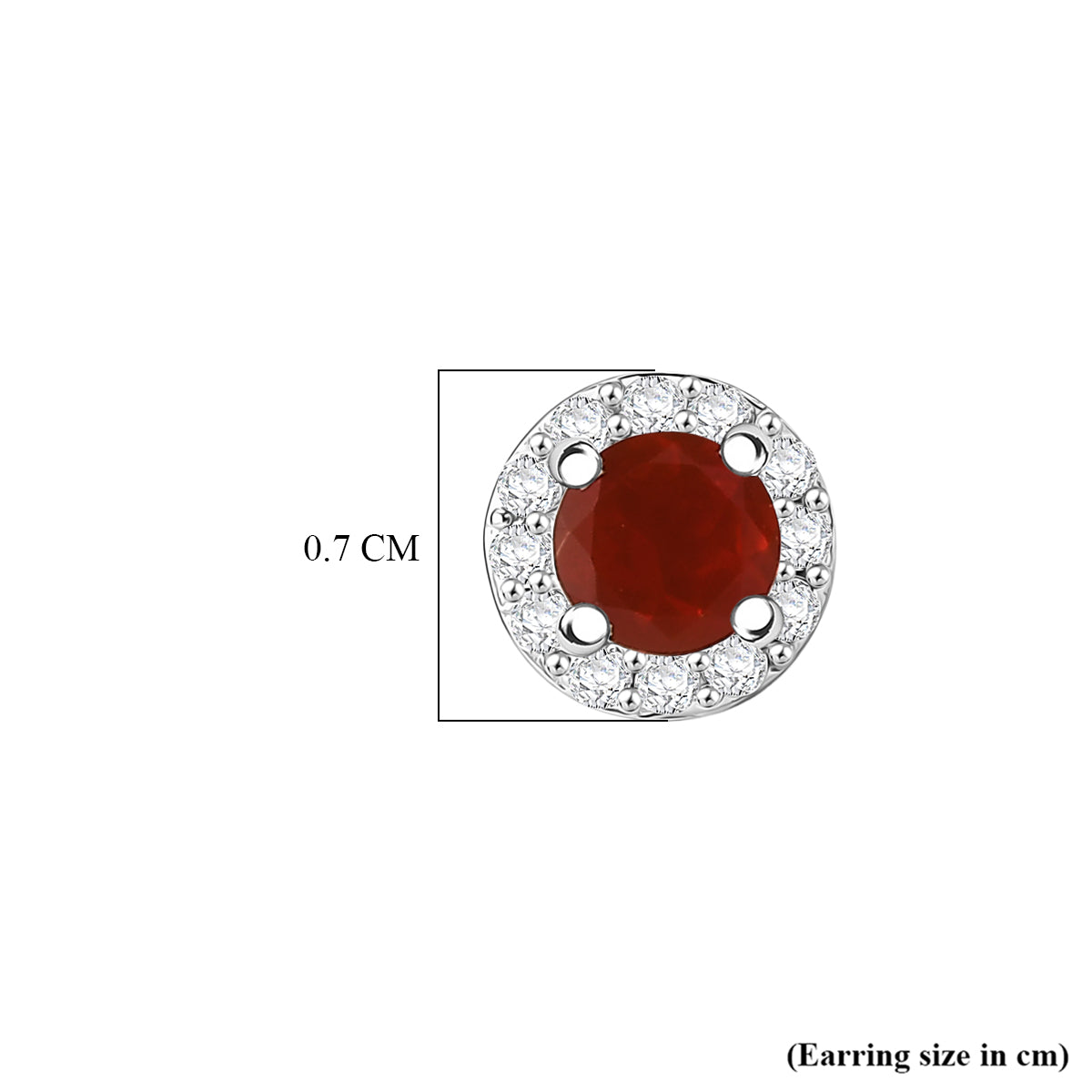 D'Joy - Natural Crimson Fire Opal &amp; Moissanite Halo Stud Earring with Push Post in Platinum Overlay Sterling Silver 8562356 5